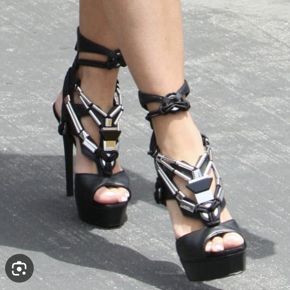 Spaziomoda Shoes - Spaziomoda Black Ankle Strap Heel Sandal Made In Italy 37